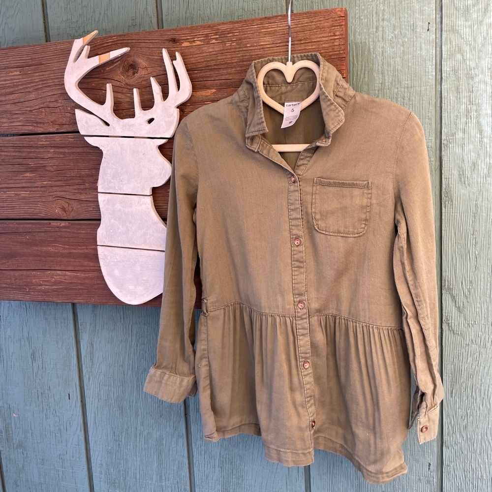 Carter's Green Button Down Blouse - Size 6